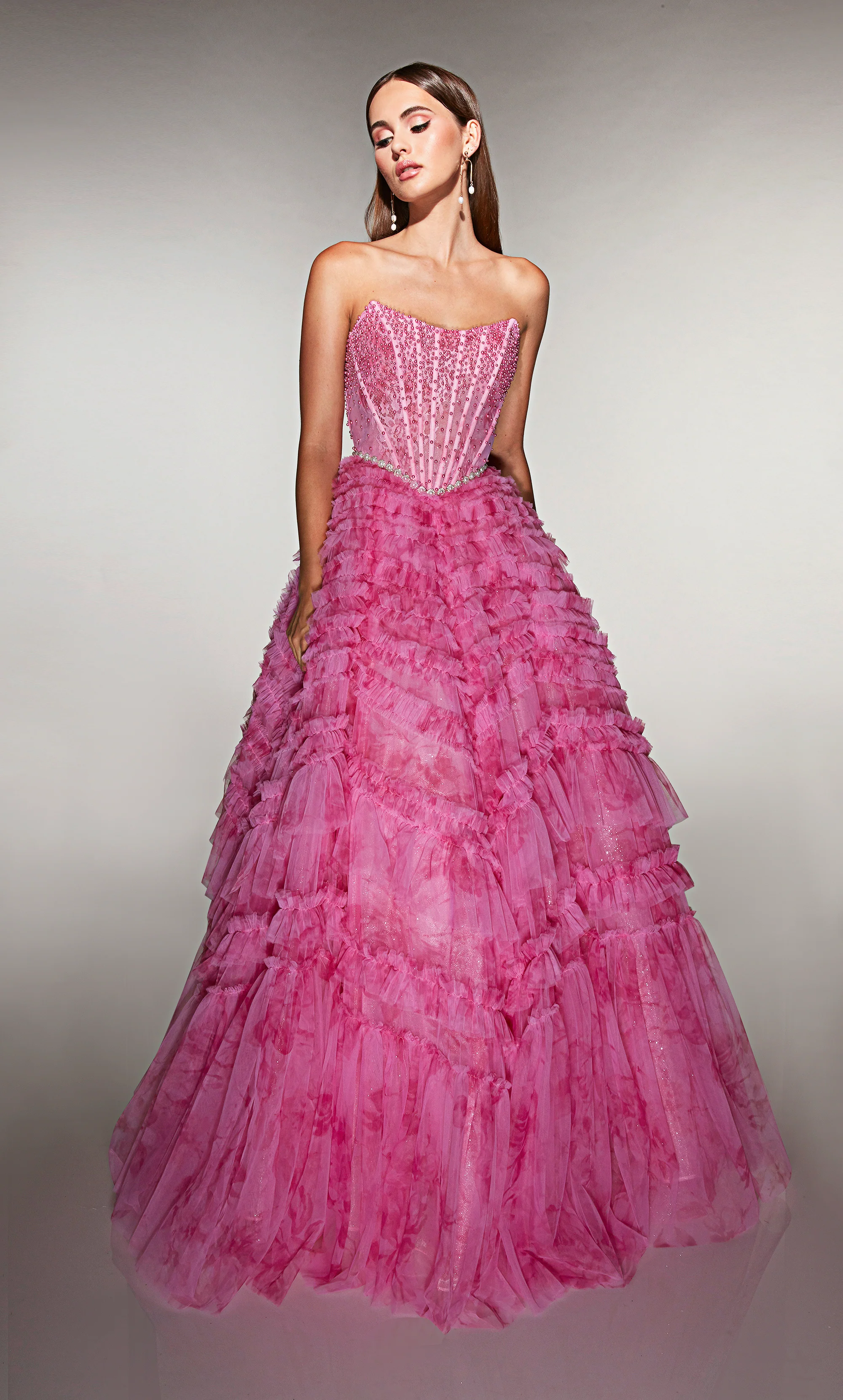 ALYCE Paris 61981 Alyce Long Scoop Neckline Ruffles Ballgown Dress - Image 4