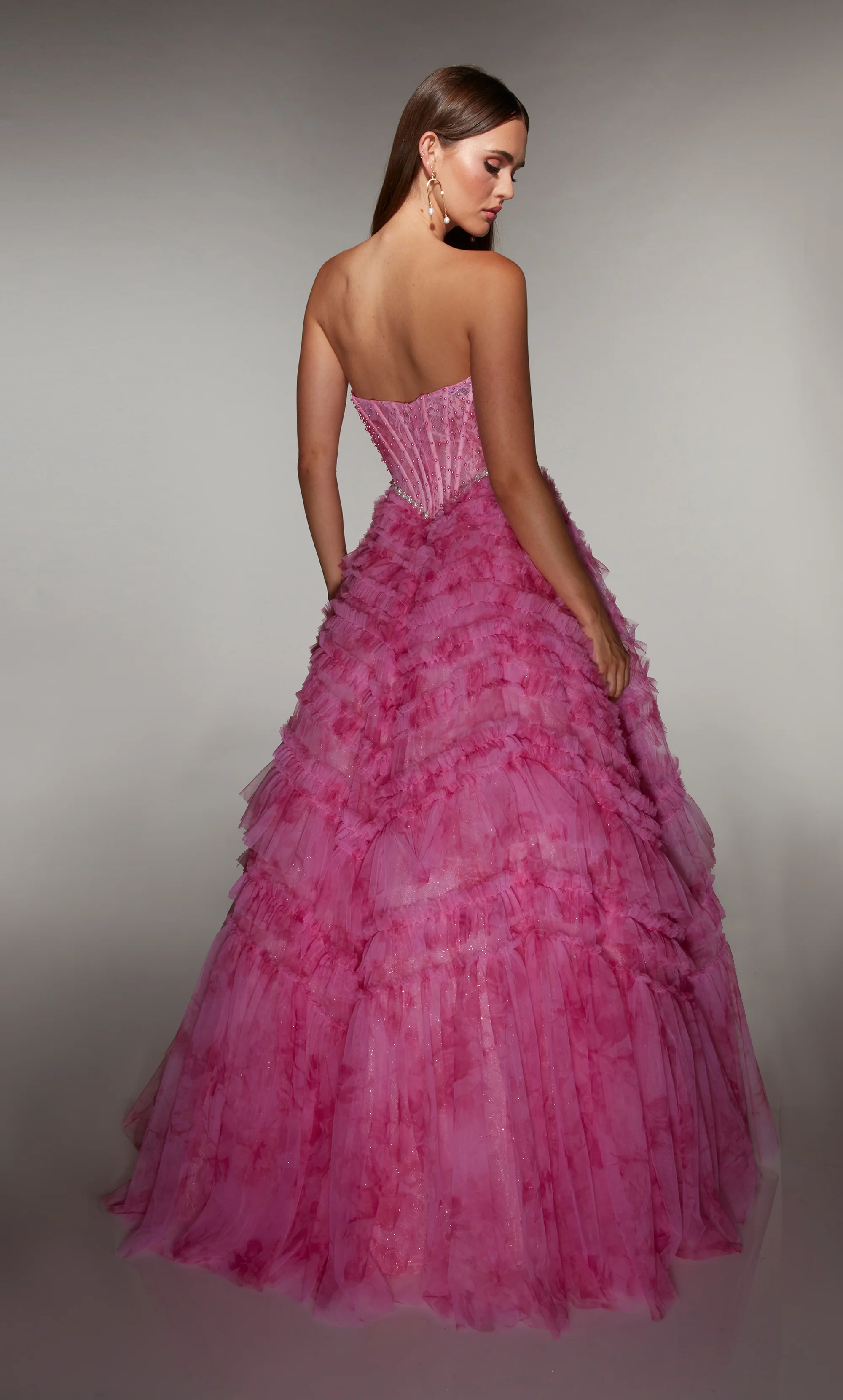 ALYCE Paris 61981 Alyce Long Scoop Neckline Ruffles Ballgown Dress - Image 5