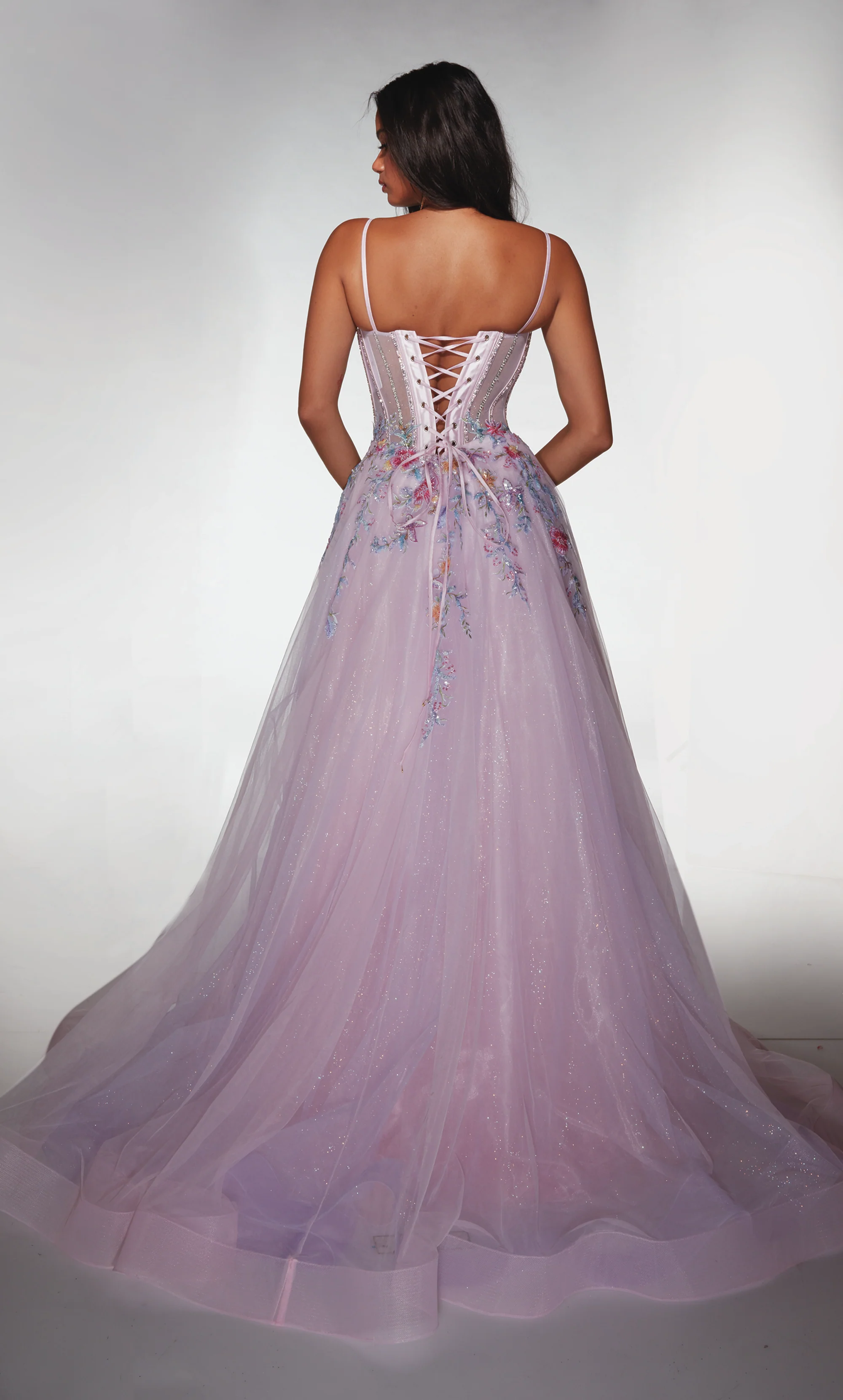 ALYCE Paris 62068 Alyce Long Plunging Neckline 80s Inspired Ballgown Dress - Image 4