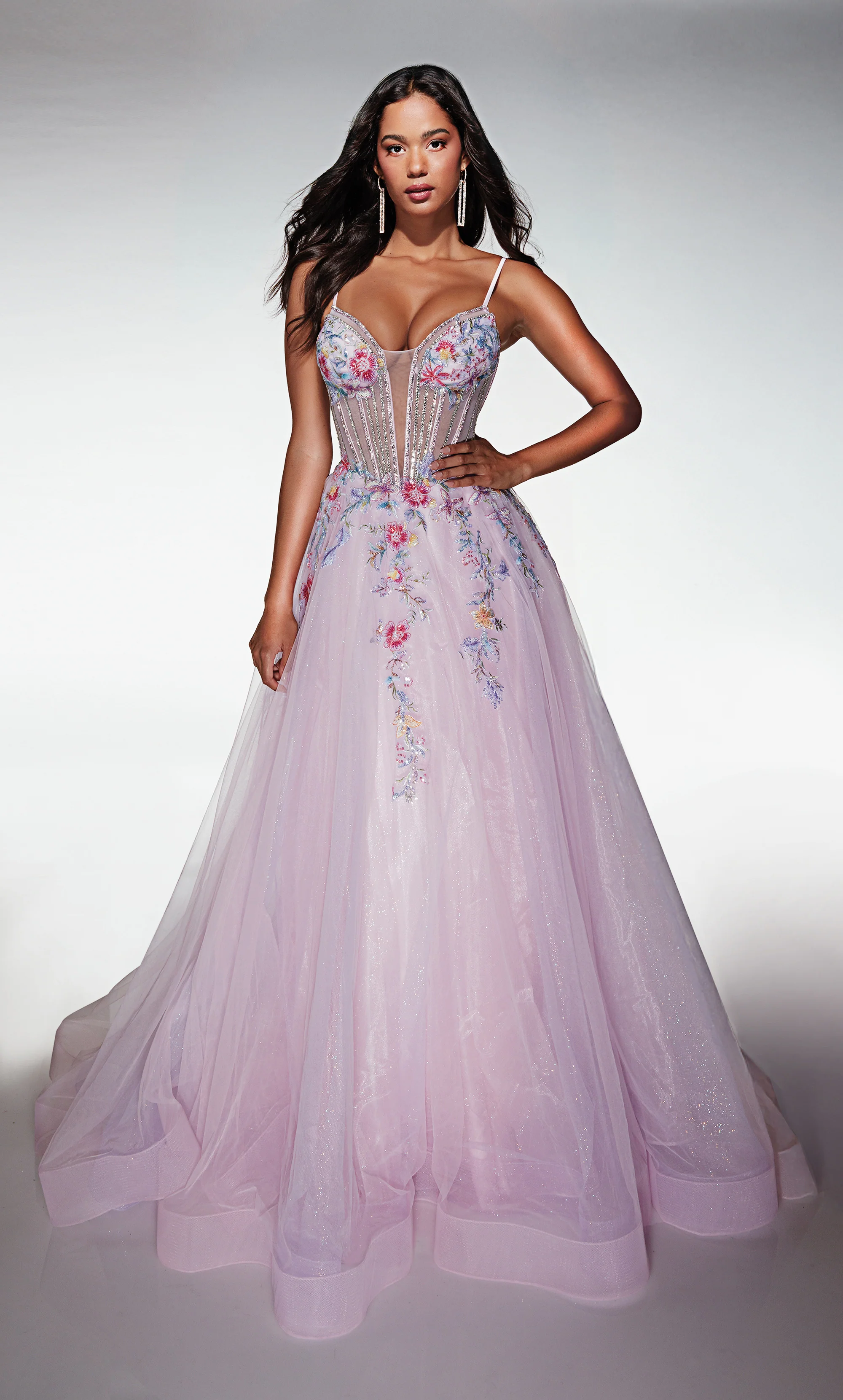 ALYCE Paris 62068 Alyce Long Plunging Neckline 80s Inspired Ballgown Dress - Image 5