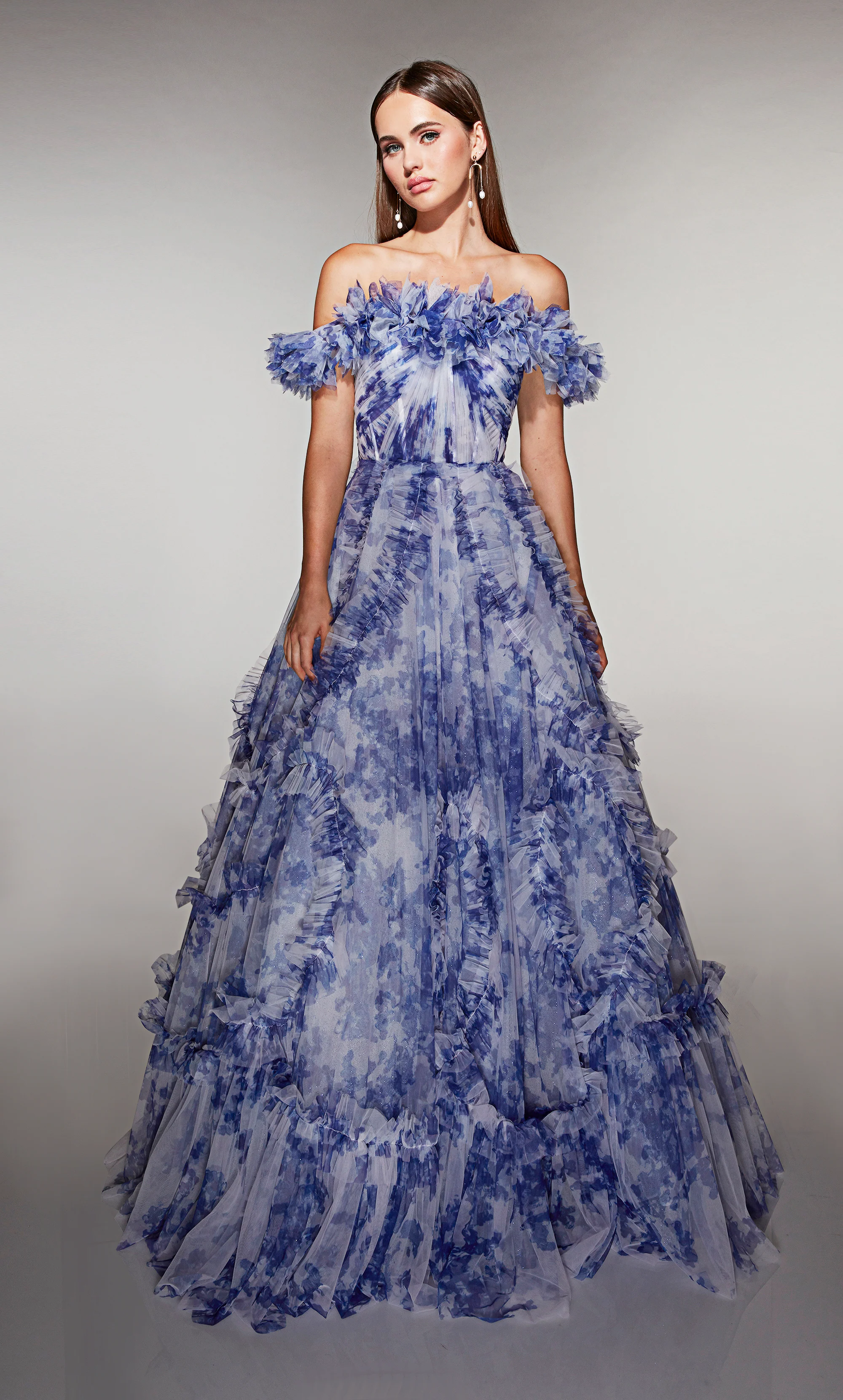 ALYCE Paris 62216 Alyce Long Off The Shoulder Neckline Ruffles Ballgown Dress - Image 4