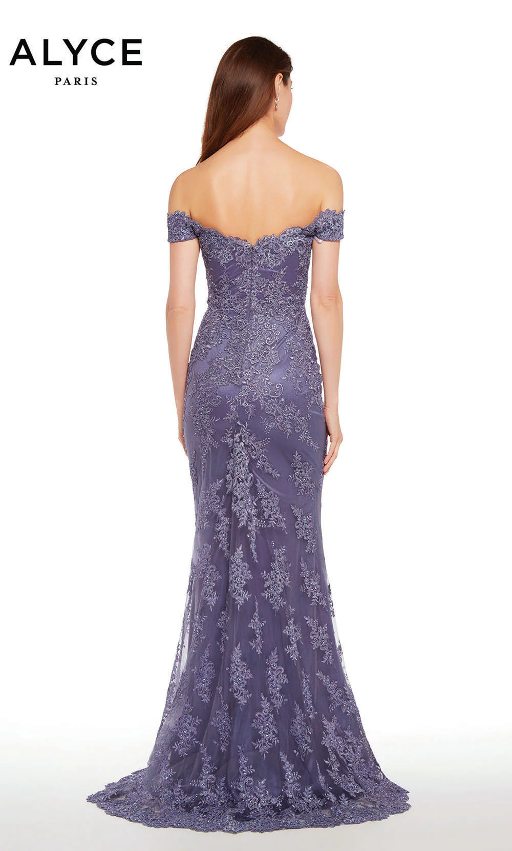 ALYCE Paris 27249 Special Occasion Off The Shoulder Neckline Train Straight Dress - Image 4