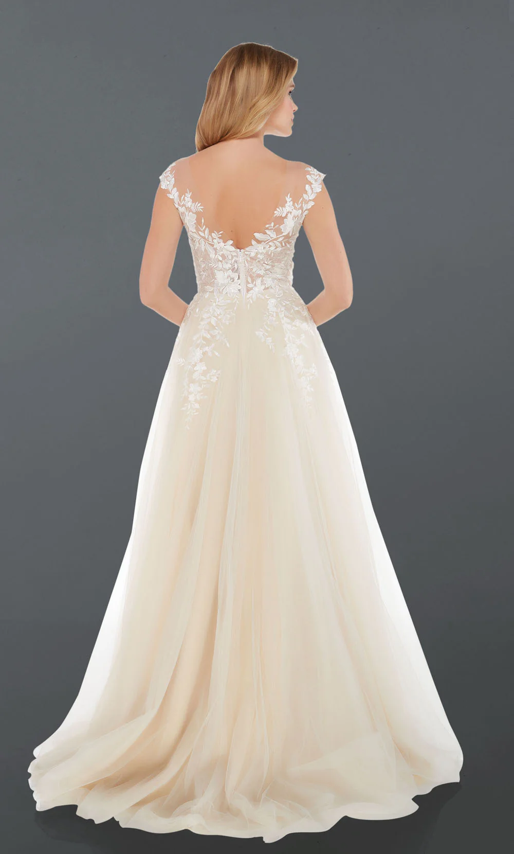 ALYCE Paris 5090 Bridal Plunging Neckline Illusion A Line Dress - Image 12