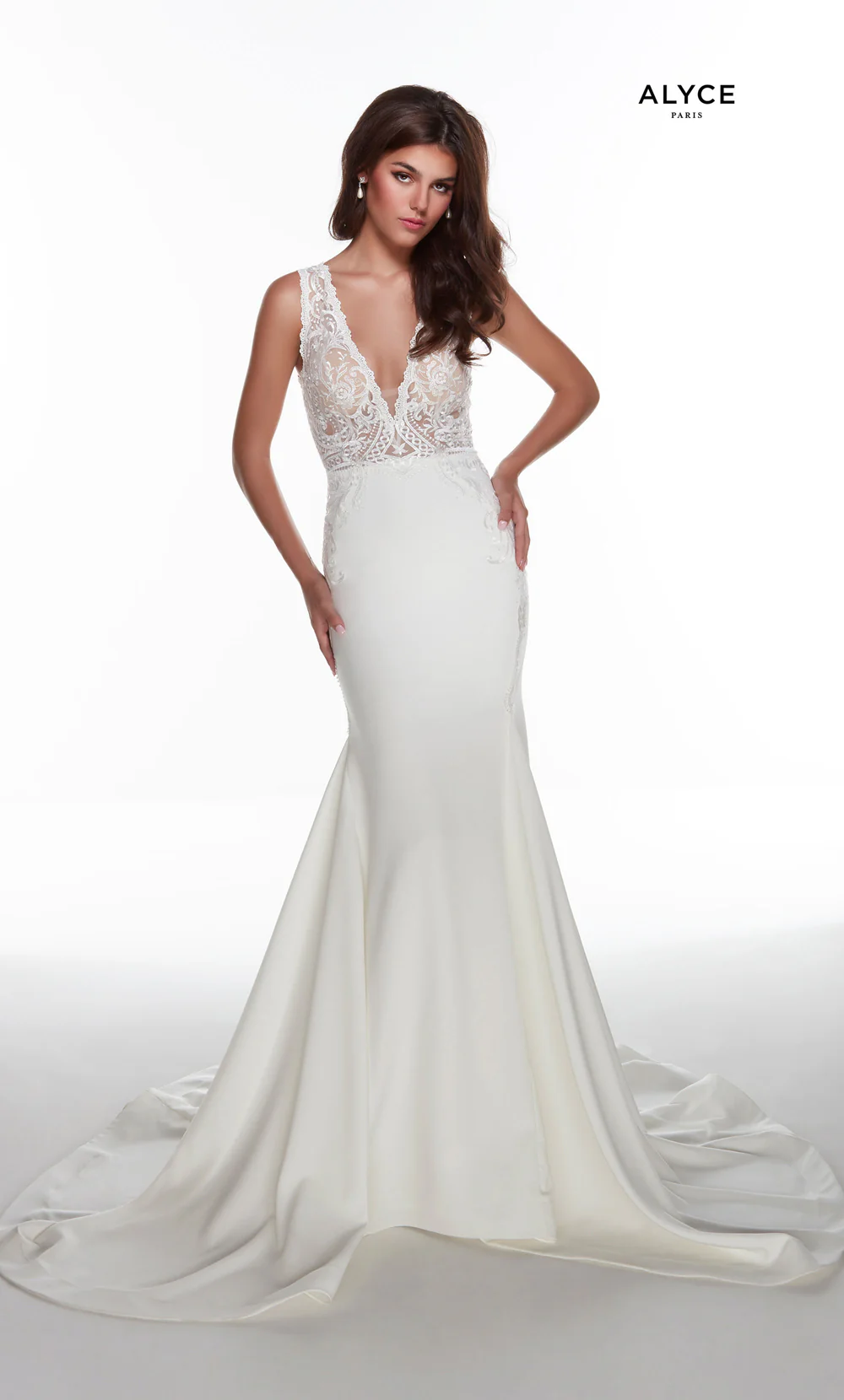ALYCE Paris 7016 Bridal Plunging Neckline Sexy Mermaid Dress - Image 5