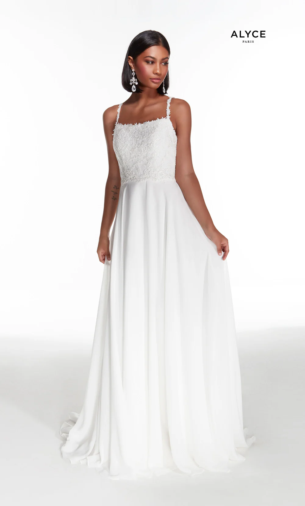 ALYCE Paris 7018 Bridal Square Neckline Embellished A Line Dress - Image 4