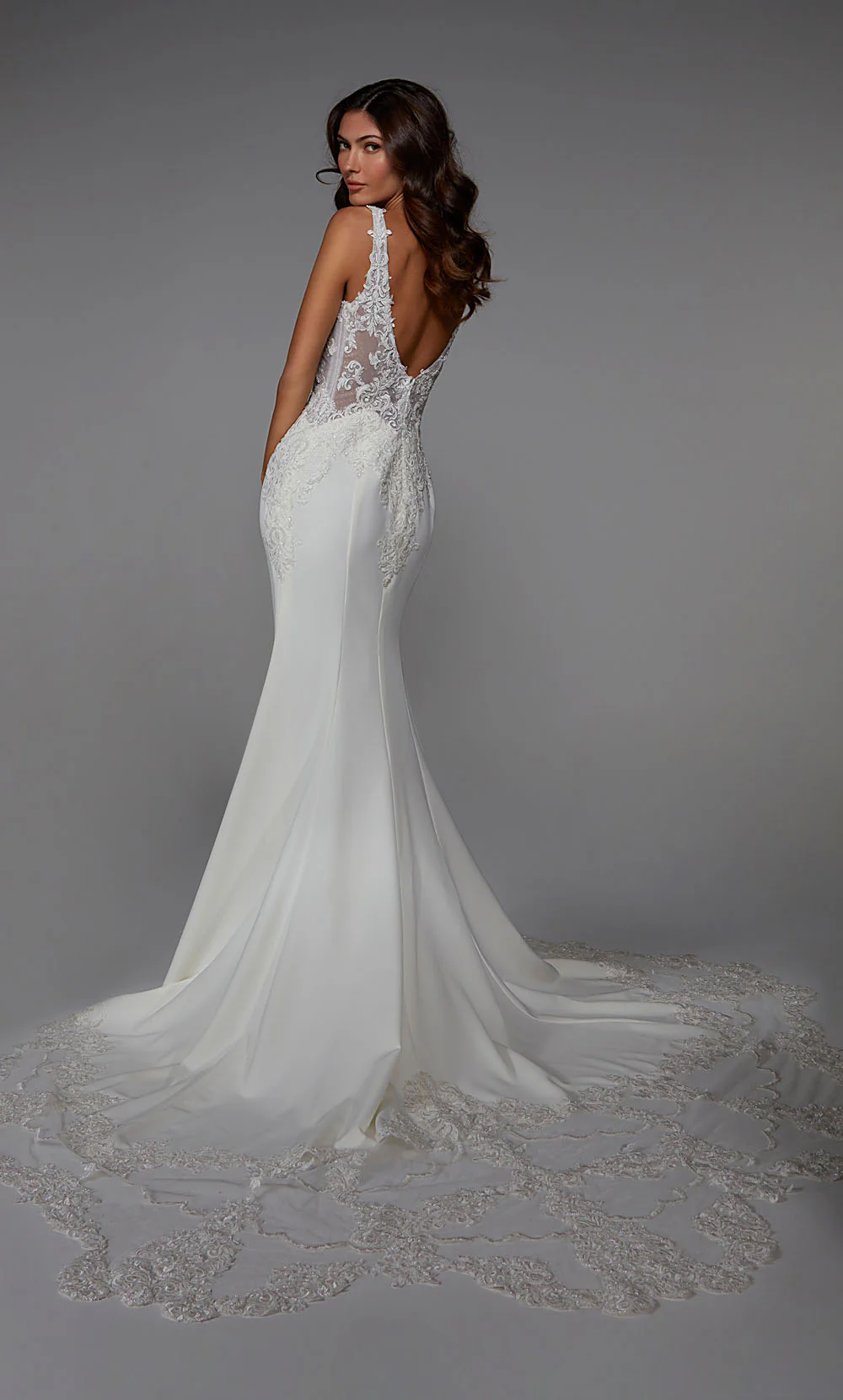 ALYCE Paris 7027 Bridal Plunging Neckline Train Mermaid Dress - Image 5
